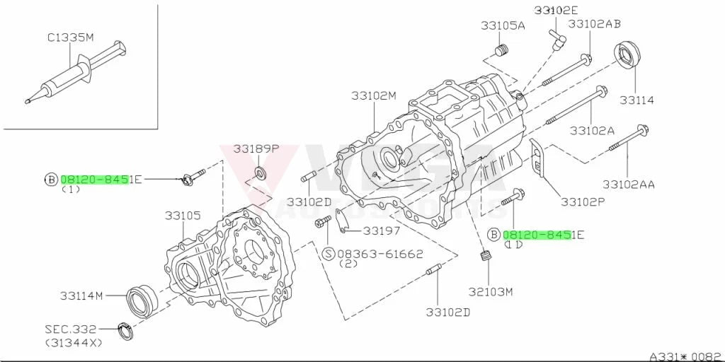 Transfer Case Bolt To Suit Nissan R32 / R33 R34 Gtr 08120-8451E Gearbox And Transmission