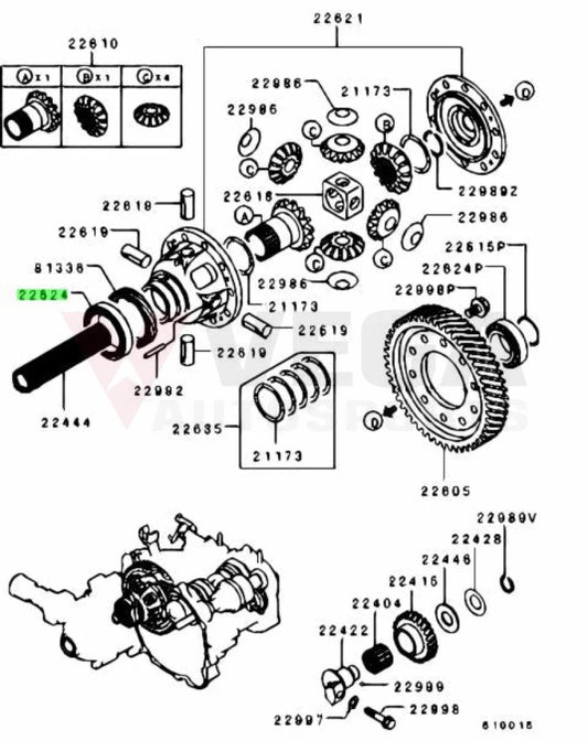 Transfer Case Drive Shaft Bearing (Transfer Case Side) to suit Mitsubishi Lancer Evolution 4 - 9 MD771729 Gearbox and
