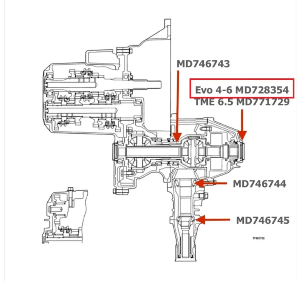 Transfer Case Drive Shaft Bearing to suit Mitsubishi Lancer Evolution 4 - 6 MD728354 Gearbox and Transmission