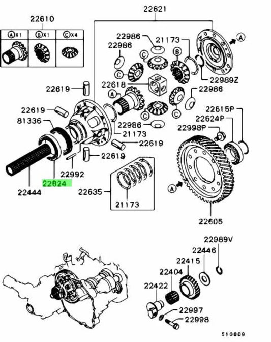 Transfer Case Input shaft (Transfer Case Side) to suit Mitsubishi Lancer Evolution 5-6 MD746743 Gearbox and Transmission