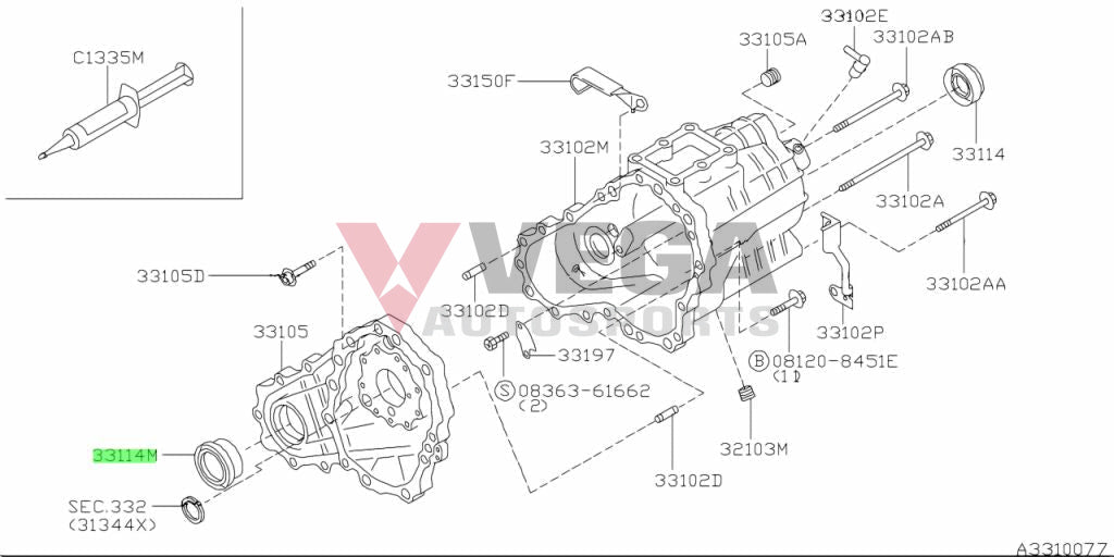 Transfer Case Output Shaft Oil Seal To Suit Nissan Skyline R32 / R33 R34 Gtr 33216-Cg01A Gearbox And