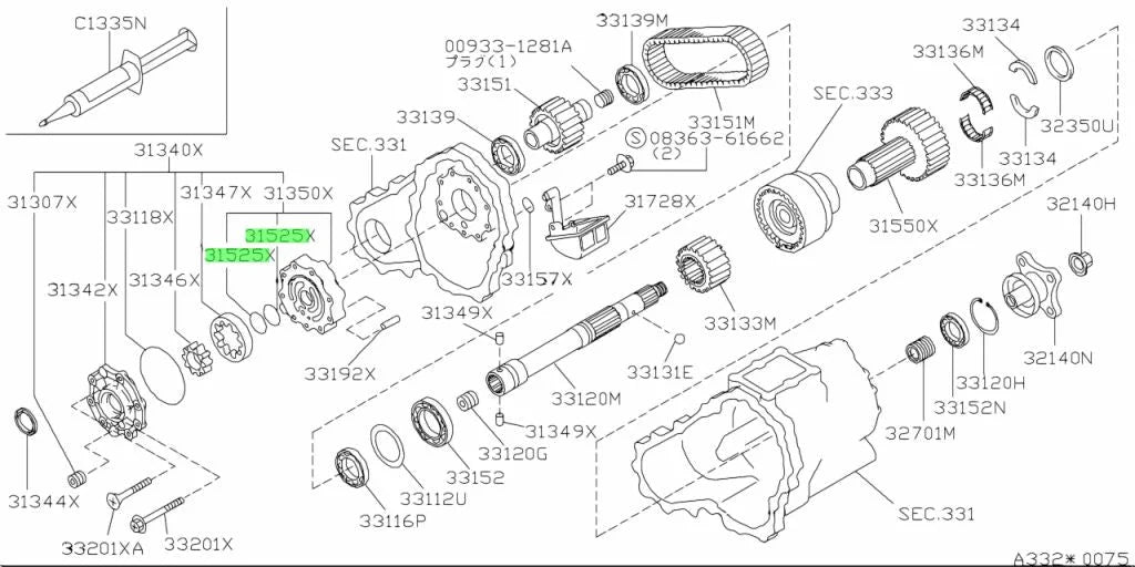 Transfer Case Snap Ring Seal To Suit Nissan Skyline R32 / R33 Gtr 31525-05U00 Gearbox And