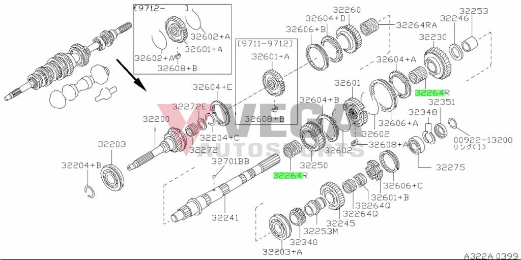 Transmission 1St / 2Nd Gear Mainshaft Needle Bearing To Suit Nissan Skyline R32 R33 Gtr Gts-T R34