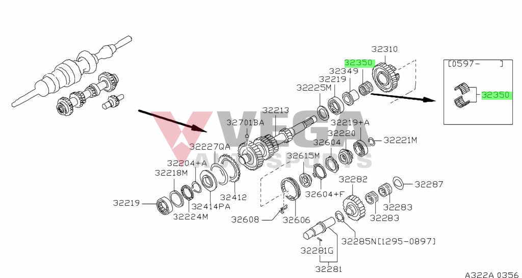 Transmission 5Th Gear Needle Bearing To Suit Nissan Skyline R32 / R33 Gtr Gts-T R34 Gtt 32350-01G60