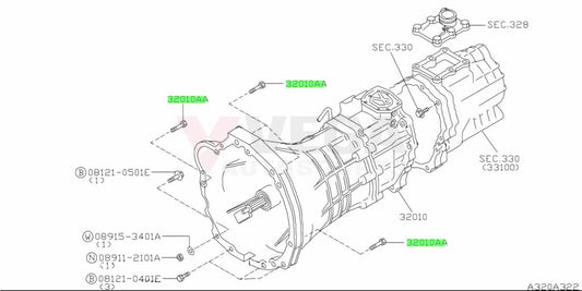 Transmission Bellhousing Upper Bolt To Suit Nissan Rb25 / Rb26 Gearbox 01121-05121 Nuts Bolts Screws