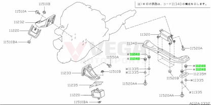 Transmission Crossmember Mounting Rubber Bush to suit Nissan R32 / R33 / R34 4WD 11248-85E01 Gearbox and Transmission