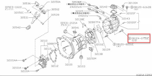 Transmission To Transfer Case Bolt 75Mm Suit Nissan R32 / R33 Gtr Gearbox 08124-0751E Nuts Bolts