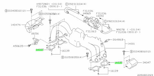 Turbo Inlet Manifold Gasket Set To Suit Subaru Impreza Ej20 / Ej25 14035Aa421 Engine