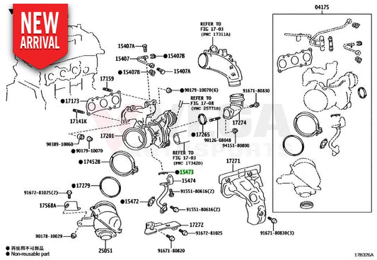 Turbo Oil Drain Gasket Upper to suit Toyota GR Yaris / GR Corolla 1547318010 - Engine