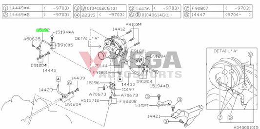 Turbo Oil Pipe to suit Subaru Impreza 98-00 GC8 GF8 WRX 15192AA230 Engine