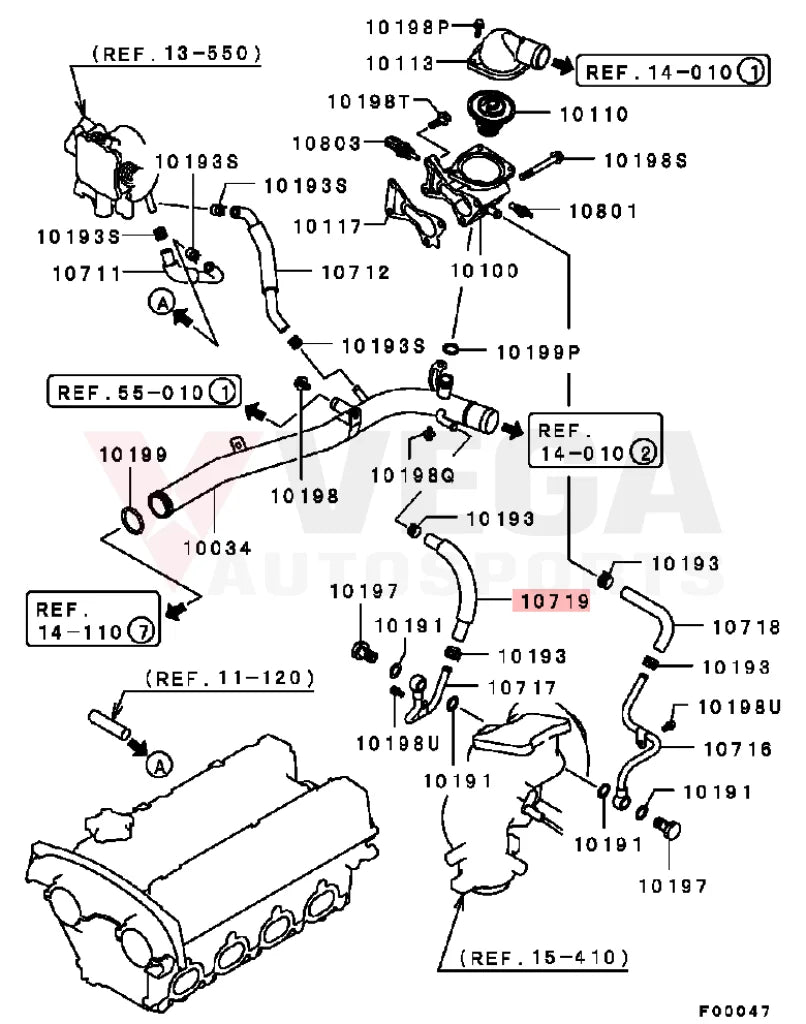 Turbo Water Return Hose to suit Mitsubishi Lancer Evolution 6-7 & 9 MD366383 Cooling