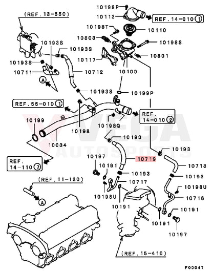 Turbo Water Return Hose to suit Mitsubishi Lancer Evolution 6-7 & 9 MD366383 Cooling