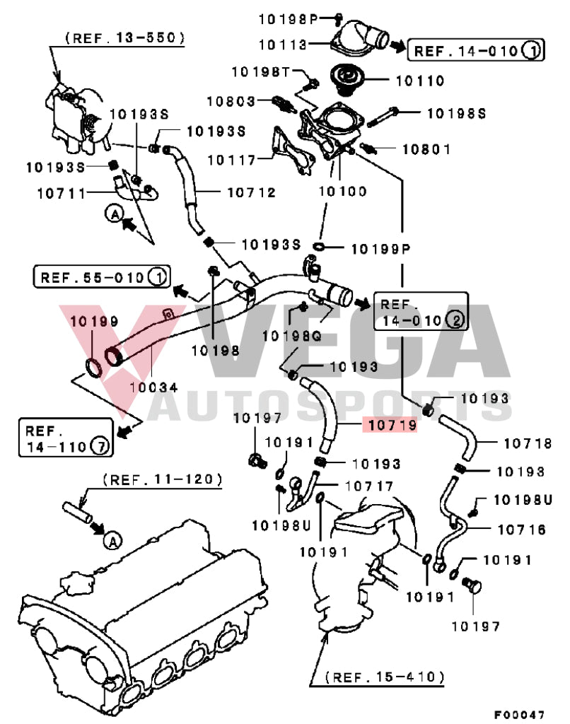 Turbo Water Return Hose to suit Mitsubishi Lancer Evolution 6-7 & 9 MD366383 Cooling