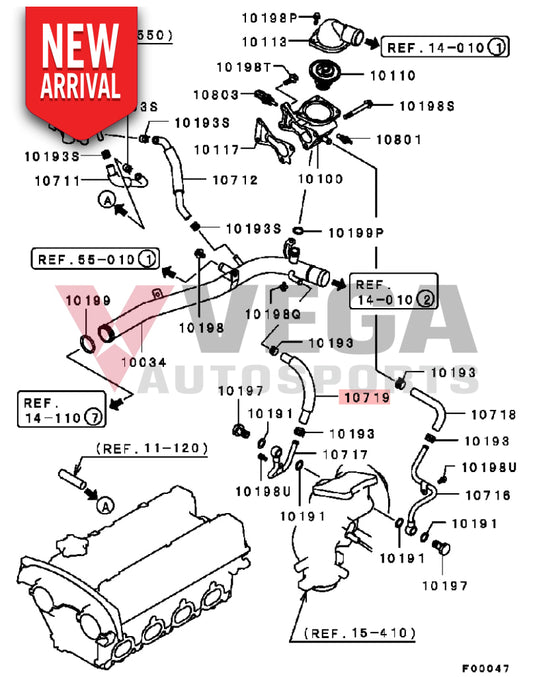 Turbo Water Return Hose to suit Mitsubishi Lancer Evolution 6-7 & 9 MD366383 Cooling