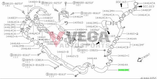 Turbocharger Blow Off Valve Air Inlet Hose To Suit Nissan Skyline R32 / R33 Gtr 14463-05U12 Engine