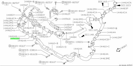 Turbocharger Blow Off Valve Air Inlet Hose To Suit Nissan Skyline R32 / R33 R34 Gtr 14463-05U17