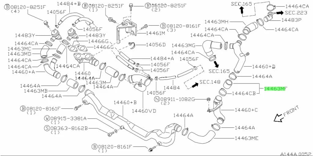 Turbocharger Blow Off Valve Air Inlet Hose To Suit Nissan Skyline R32 / R33 R34 Gtr 14463-05U20