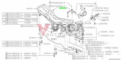 U Bolt Front Subframe / Cross Member to suit Subaru Impreza 92-00 GC8 GF8 20540AA030 Nuts / Bolts / Screws