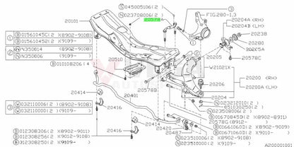 U Bolt Front Subframe / Cross Member to suit Subaru Impreza 92-00 GC8 GF8 20540AA030 Nuts / Bolts / Screws