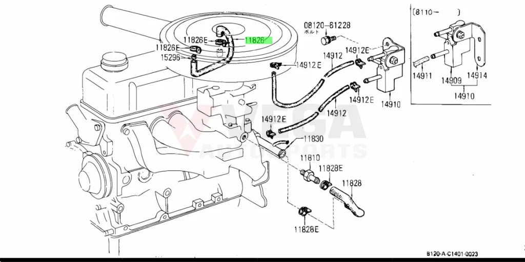 Upper Breather Blow By Hose To Suit Datsun 1200 Ute Sunny Truck 10.1975-10.1989 11826-H3900 Engine
