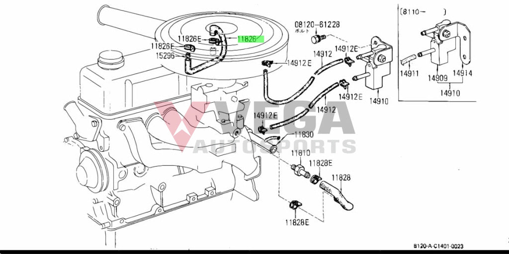 Upper Breather Blow By Hose To Suit Datsun 1200 Ute Sunny Truck 10.1975-10.1989 11826-H3900 Engine