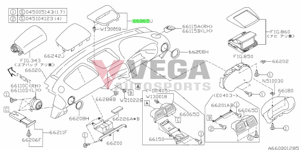 Upper Dash Panel To Suit Subaru Impreza 02-05 Gd / Gg 66065Fe050Oe Interior