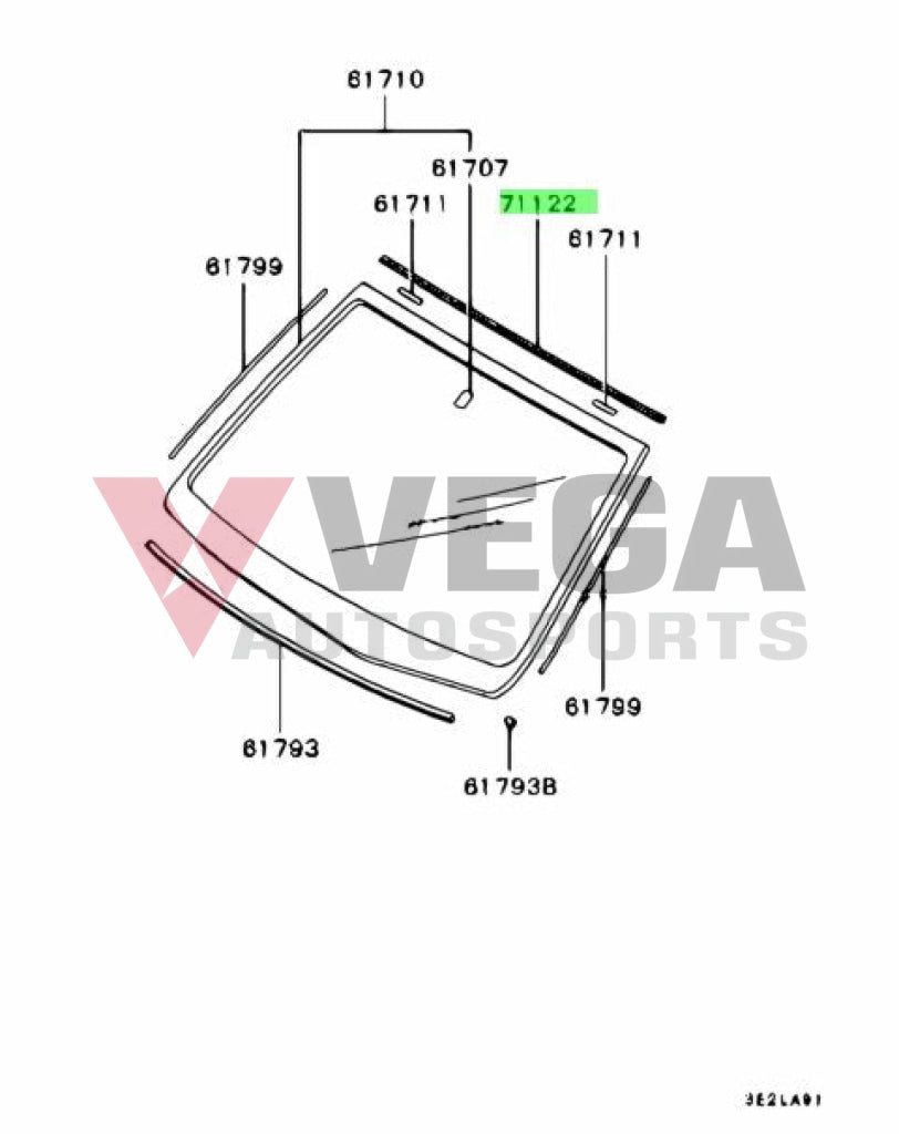 Upper Front Window Moulding To Suit Mitsubishi Lancer Evolution 7 / 8 9 Ct9A Mr520285 Body Mouldings