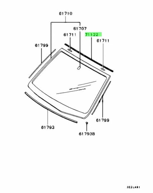Upper Front Window Moulding To Suit Mitsubishi Lancer Evolution 7 / 8 9 Ct9A Mr520285 Body Mouldings