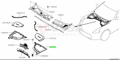 Upper Hood Ledge Cover Lhs To Suit Nissan 370Z Z34 64895-1Ea0A Exterior
