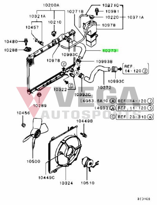 Upper Radiator Hose To Suit Mitsubishi Lancer Evolution 1 / 2 3 Mb890990 Cooling