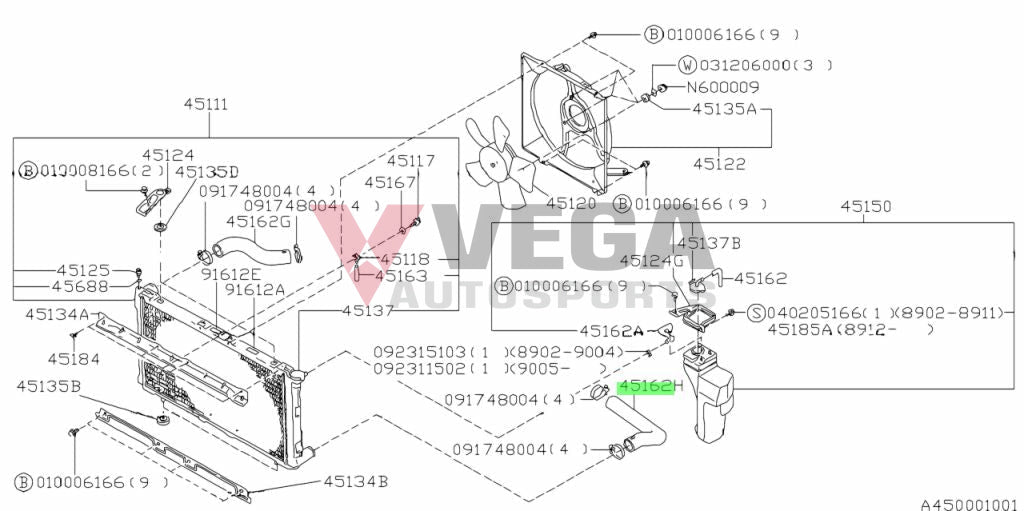 Upper Radiator Inlet Hose To Suit Subaru Impreza 94 - 00 Gc8 45167Aa030 Cooling