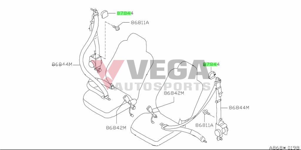 Upper Seatbelt Anchor Cover Set (2-Piece) To Suit Nissan Silvia S15 200Sx Interior