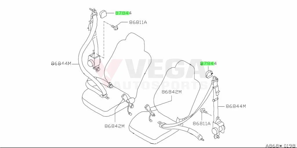 Upper Seatbelt Anchor Cover Set (2-Piece) To Suit Nissan Silvia S15 200Sx Interior