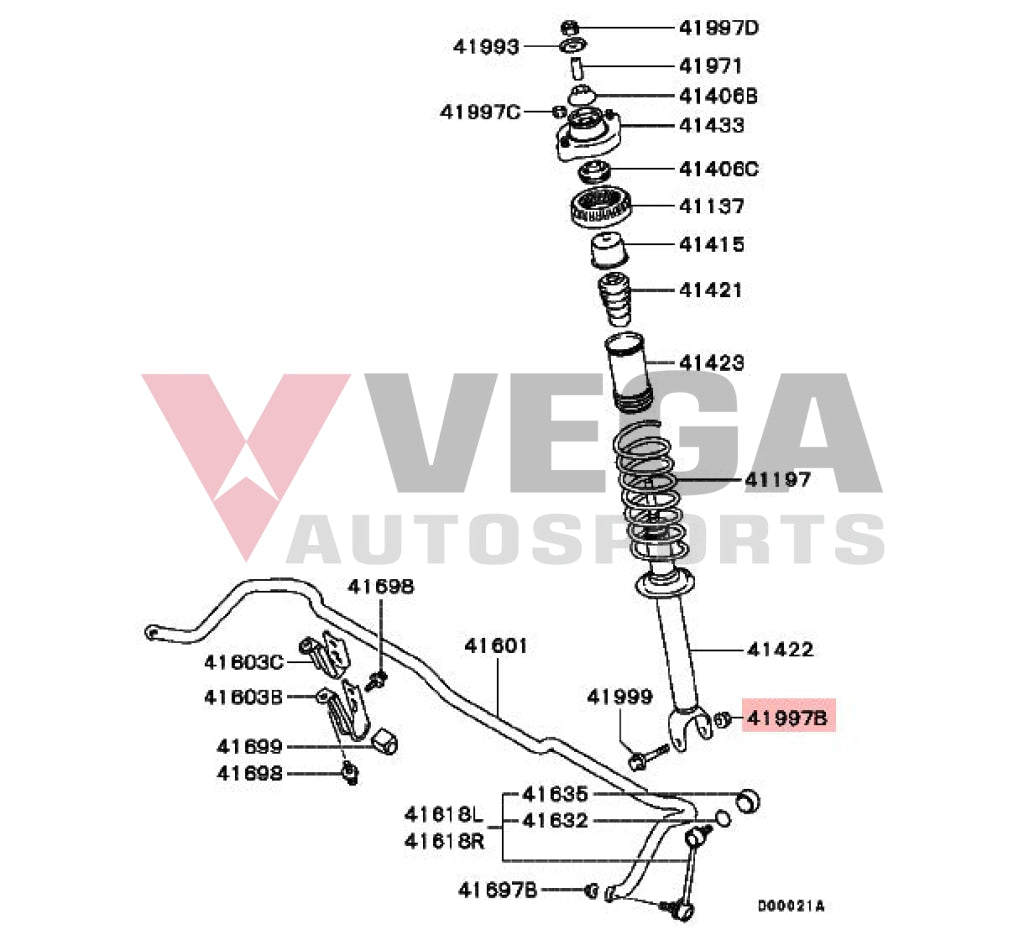 Upper Strut Top and Rear Lower Suspension Flange Nut to suit Mitsubishi Lancer Evolution 5-9 MB288463 Nuts / Bolts