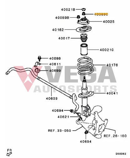Upper Strut Top and Rear Lower Suspension Flange Nut to suit Mitsubishi Lancer Evolution 5-9 MB288463 Nuts / Bolts