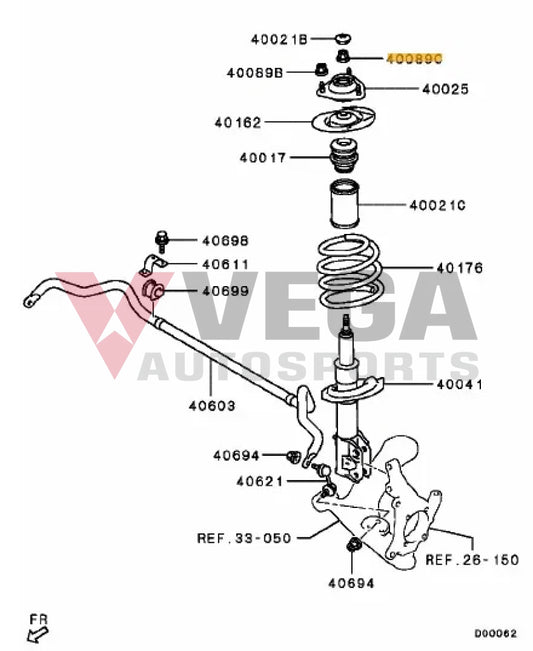 Upper Strut Top and Rear Lower Suspension Flange Nut to suit Mitsubishi Lancer Evolution 5-9 MB288463 Nuts / Bolts
