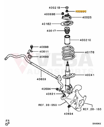 Upper Strut Top and Rear Lower Suspension Flange Nut to suit Mitsubishi Lancer Evolution 5-9 MB288463 Nuts / Bolts
