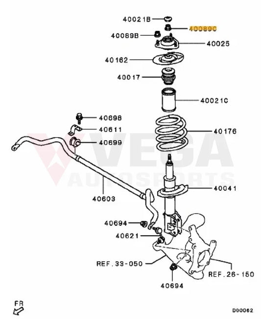 Upper Strut Top and Rear Lower Suspension Flange Nut to suit Mitsubishi Lancer Evolution 5-9 MB288463 Nuts / Bolts