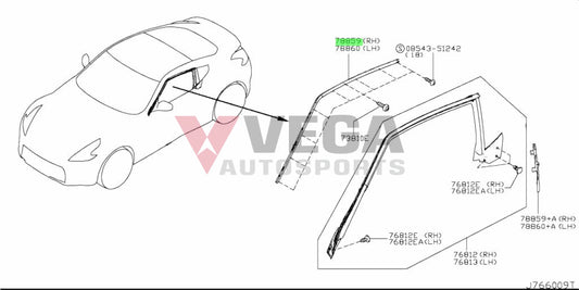 Upper Weatherstrip Retainer Rhs To Suit Nissan 370Z Z34 76870 - 1Ea0A Body Mouldings / Seals