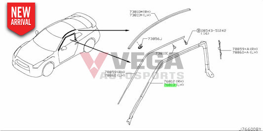 Upper Window Weatherstrip Lhs To Suit Nissan R35 Gtr 76861-Jf00A Body Mouldings / Seals