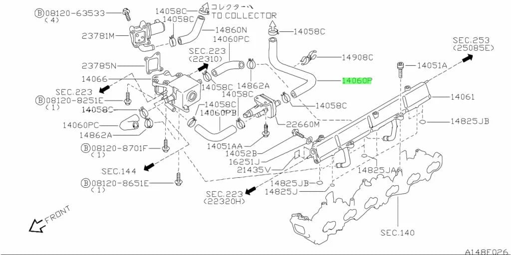 Vacuum Rear Hose Air Regulator to Air chamber to suit Nissan R32 GTR 14060-05U03 Cooling
