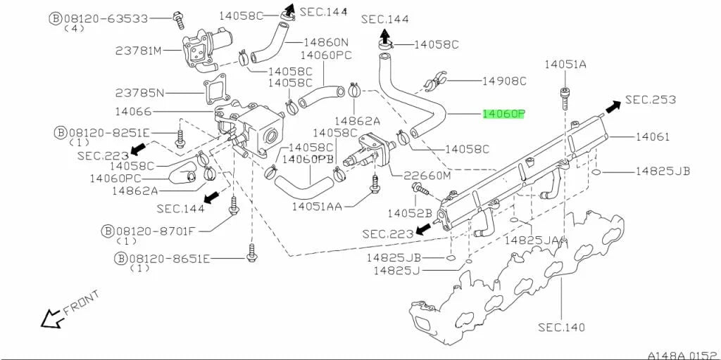 Vacuum Rear Hose Air Regulator to Air chamber to suit Nissan R33 / R34 GTR 14060-24U00 Cooling