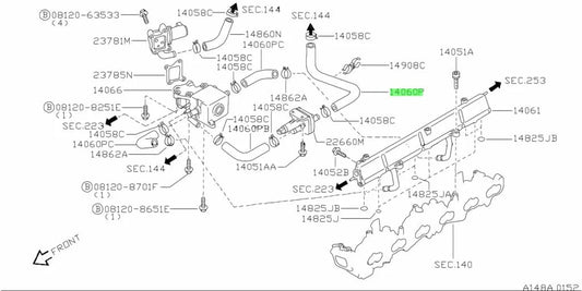 Vacuum Rear Hose Air Regulator to Air chamber to suit Nissan R33 / R34 GTR 14060-24U00 Cooling