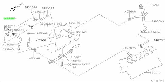 Water Connector (Rb25) To Suit Nissan Skyline R33 Gts-T 14075-75T61 *Discontinued Limited Stock