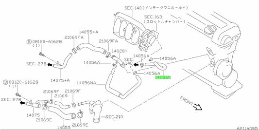 Water Hose (Sr20De/T) To Suit Nissan Silvia S14 / S15 14055-06E10 Cooling