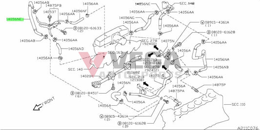 Water Hose Throttle Body Junction Pipe To Engine Block Connector (Rb25Det) Suit Nissan Skyline R34