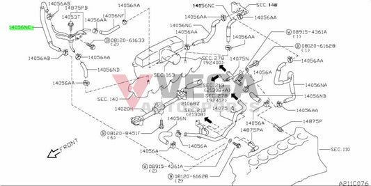 Water Hose Throttle Body Junction Pipe To Engine Block Connector (Rb25Det) Suit Nissan Skyline R34