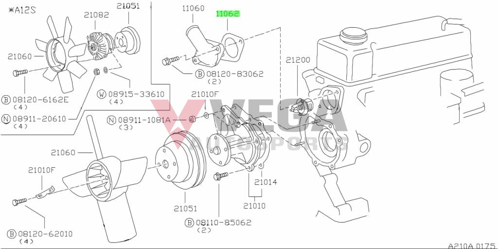 Water Outlet Gasket (2-Bolt) To Suit Datsun A Series Engine 11062-18001 Cooling