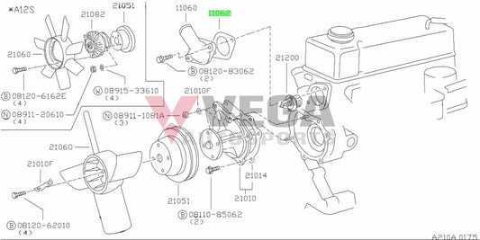 Water Outlet Gasket (2-Bolt) To Suit Datsun A Series Engine 11062-18001 Cooling