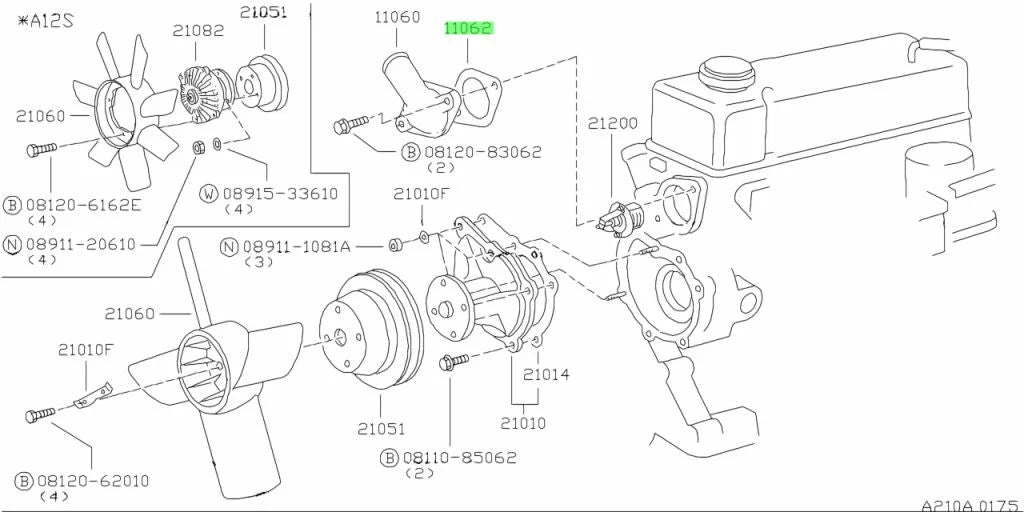 Water Outlet Gasket (2-Bolt) To Suit Datsun A Series Engine 11062-18001 Cooling
